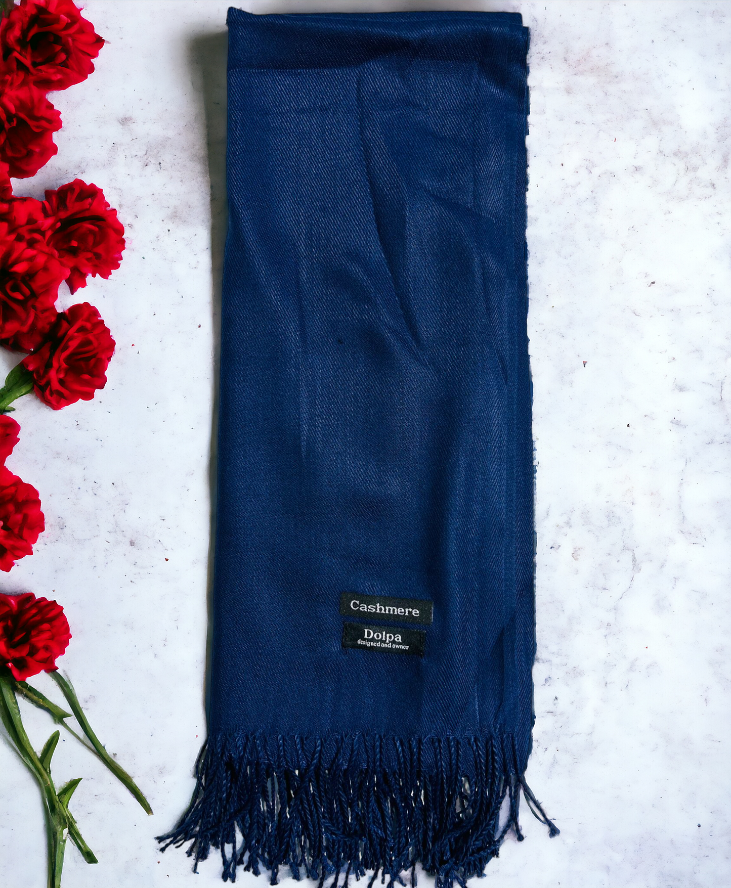 Luxury Cashmere Light Navy Blue Scarf 230 Grams