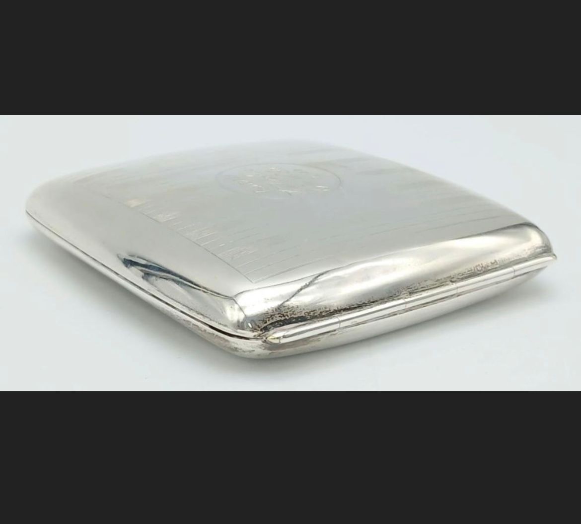 Edwardian Silver Cigarette Case Birmingham Hallmark 1919 Incredible Condition. 106 grams