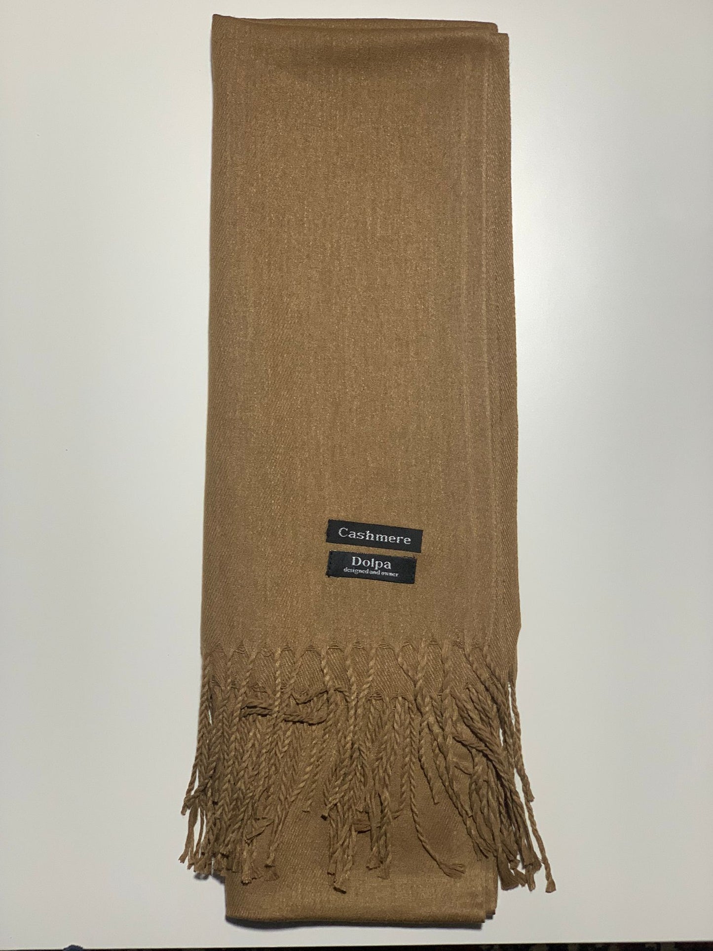 Luxury Cashmere Dark Camel Scarf 230 Grams