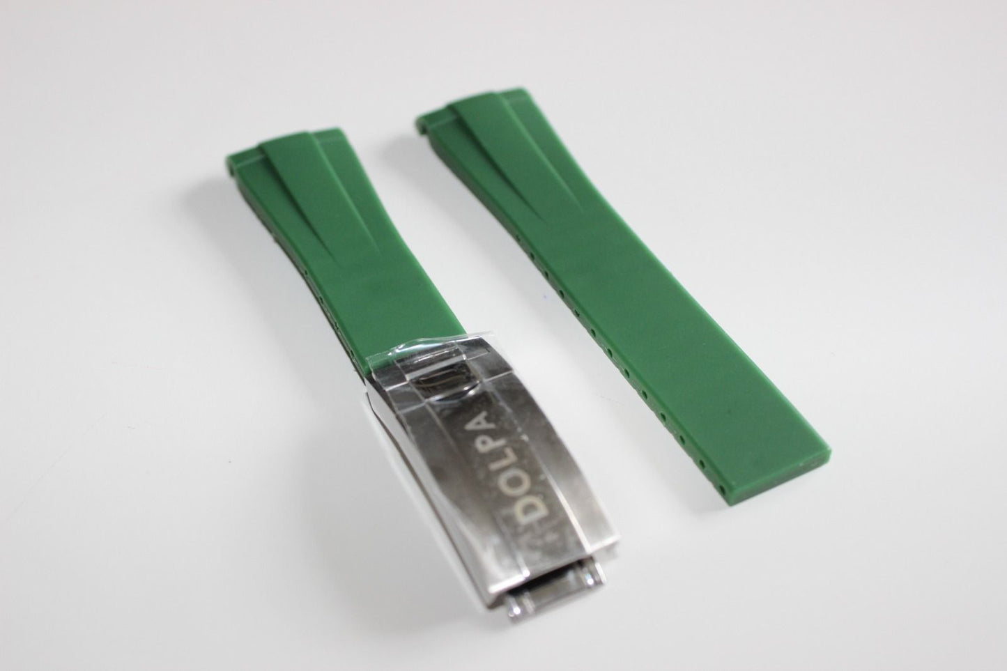 Dolpa 21mm Curved Ended Green Rubber Strap with Deployant Clasp