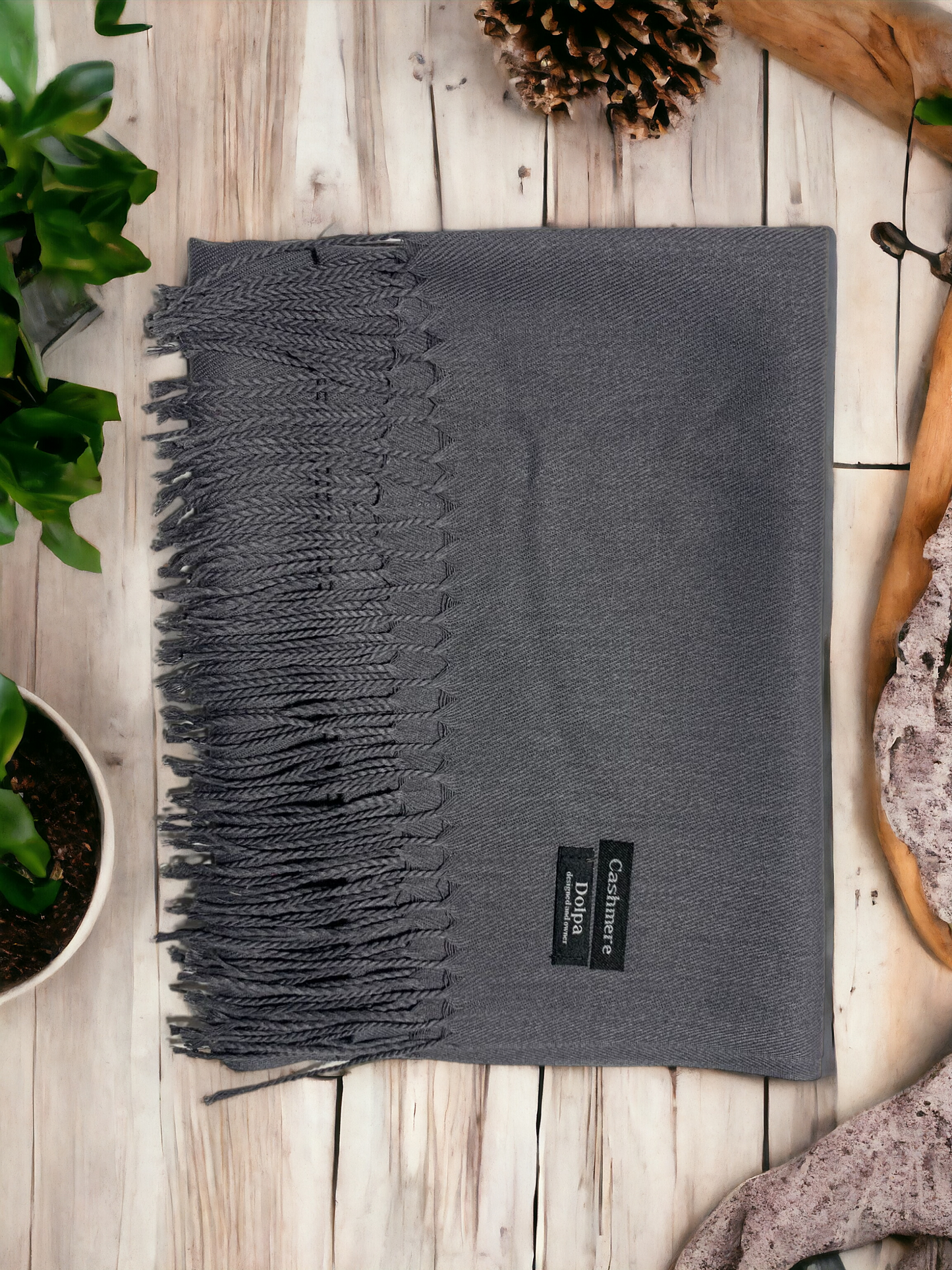 Luxury Cashmere Grey Scarf 230 Grams