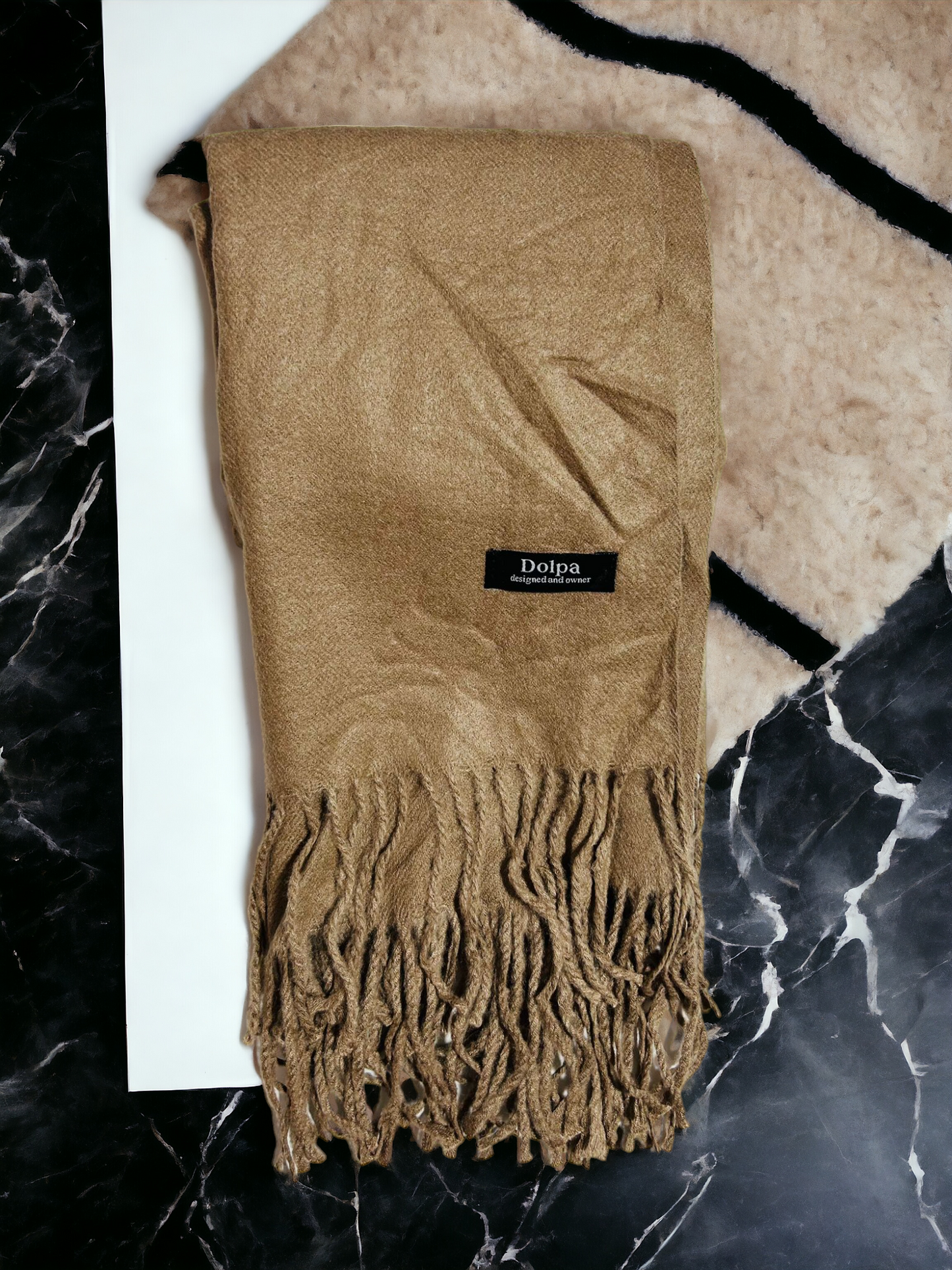 Luxury Cashmere Pashmina Light Brown Scarf