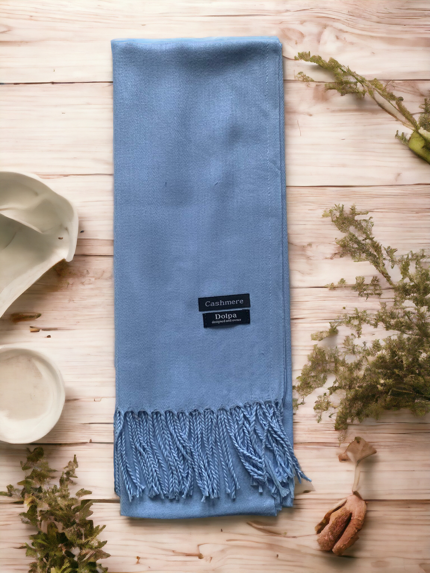 Luxury Cashmere Light Sky Blue Scarf 230 Grams