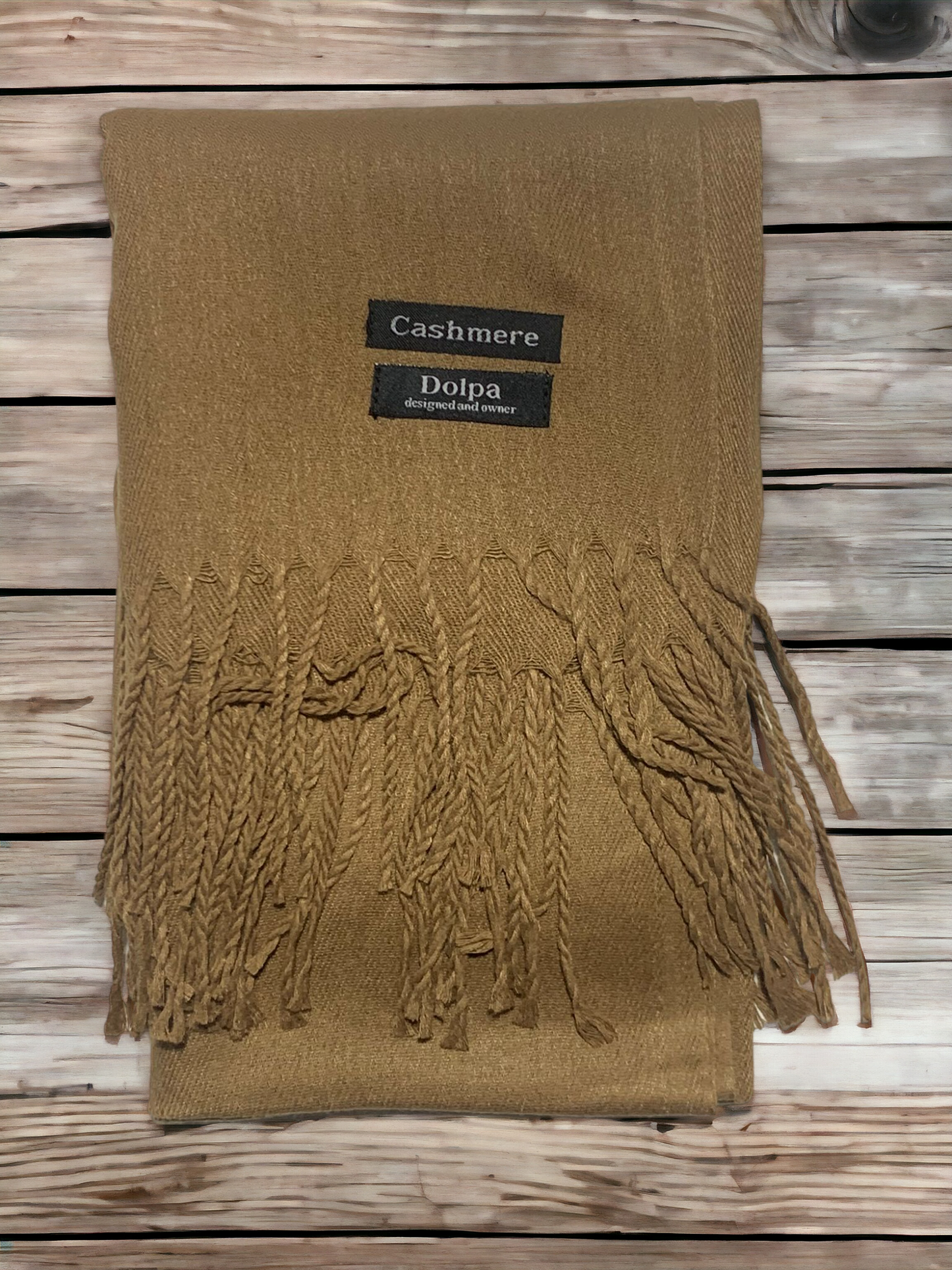 Luxury Cashmere Dark Camel Scarf 230 Grams