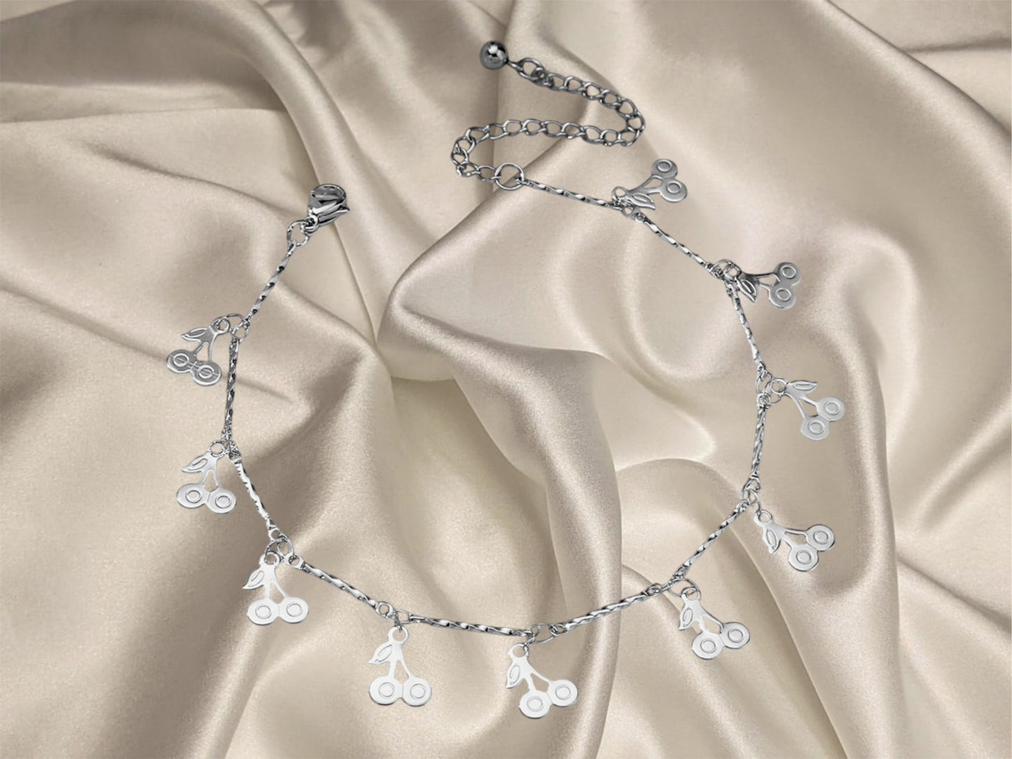Cherry Charm Anklet/ 18K Gold Plated
