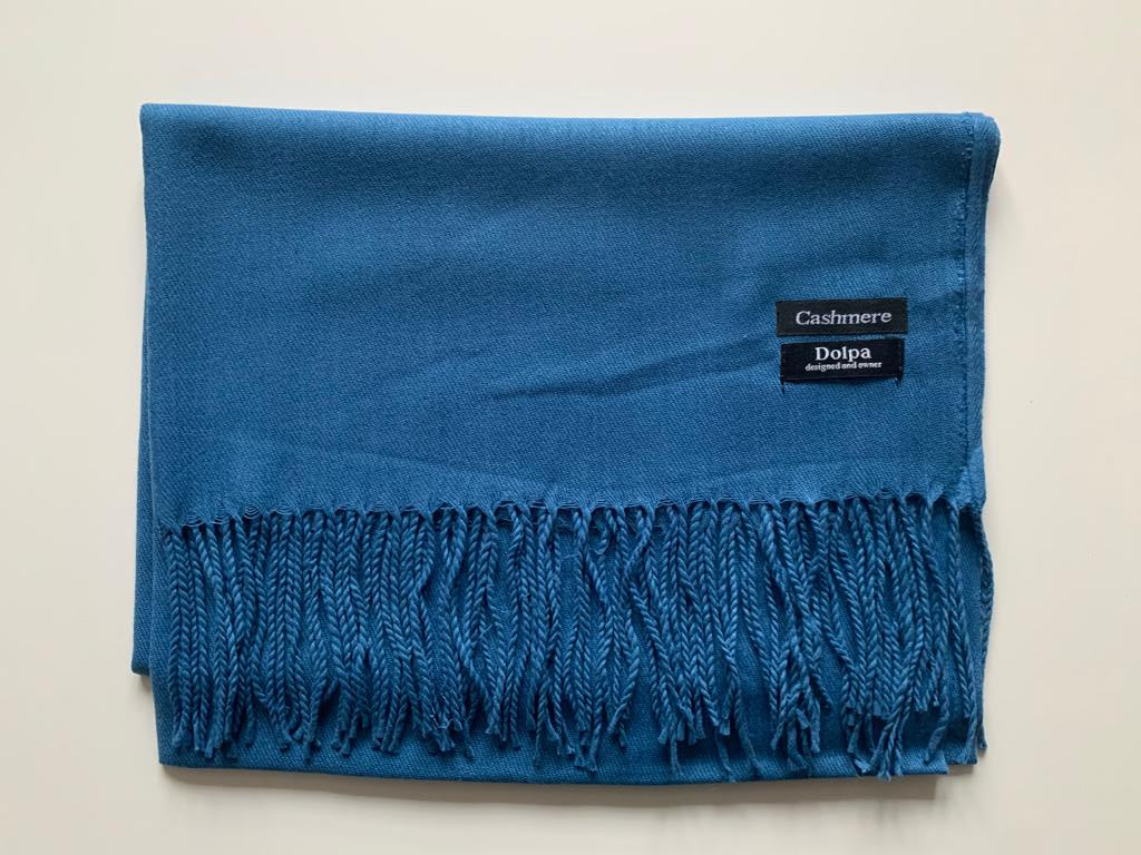 Luxury Cashmere Light Blue Scarf 230 Grams
