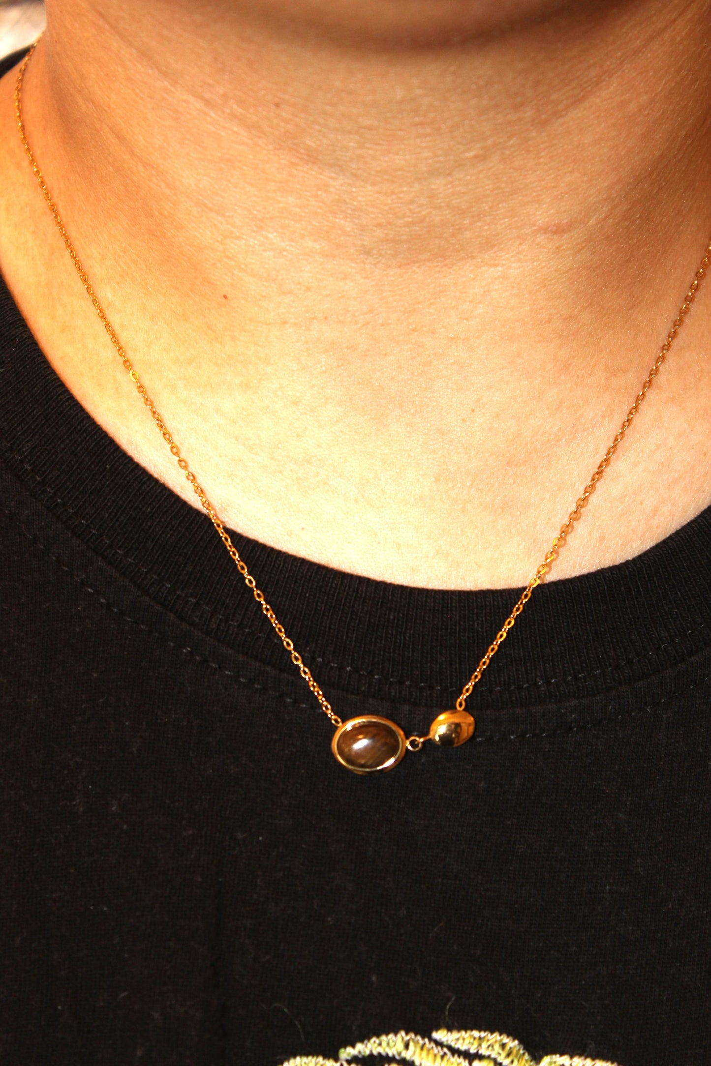 Tiger Eye pendant necklace/ 18K Gold Plated