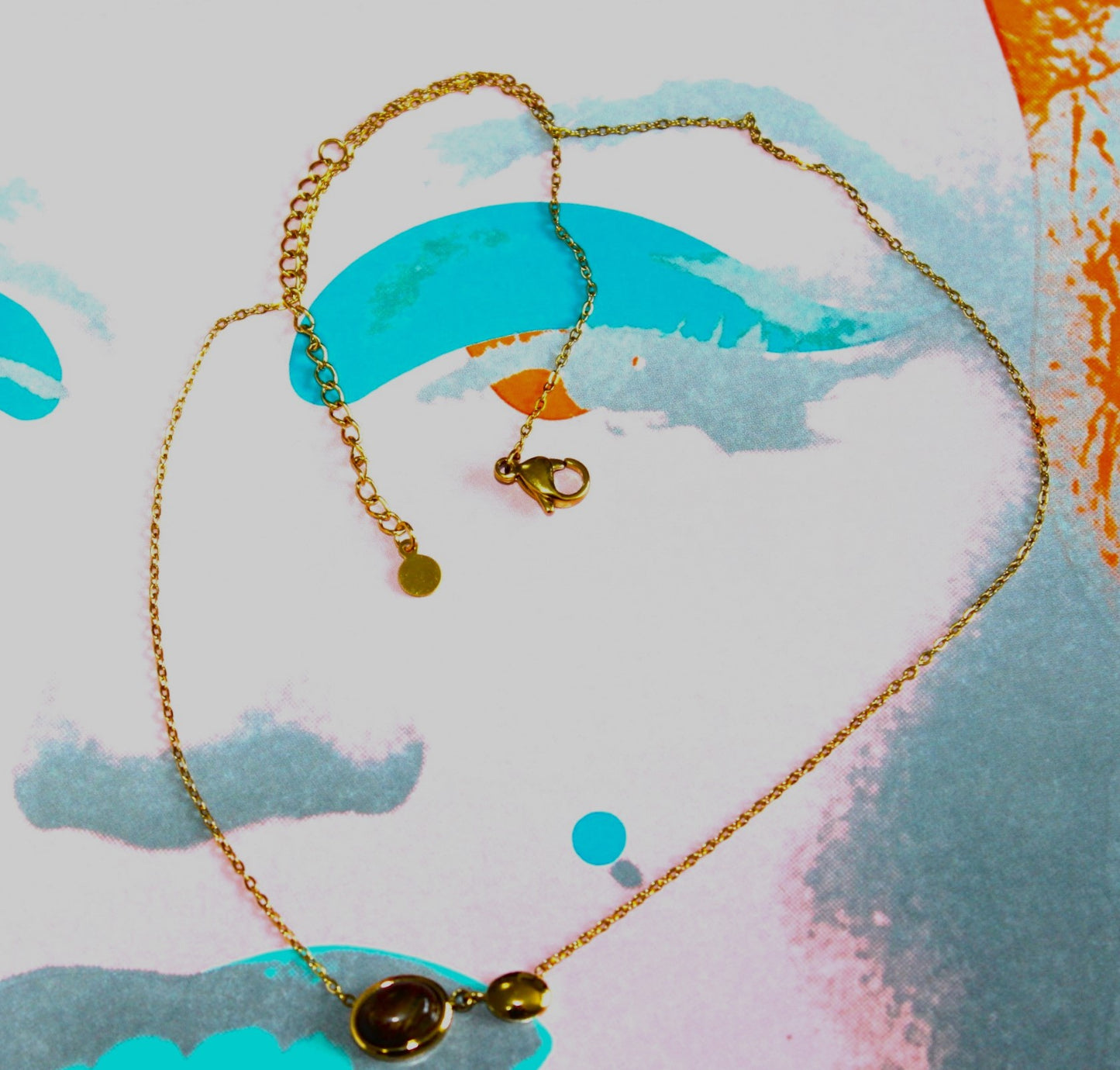 Tiger Eye pendant necklace/ 18K Gold Plated