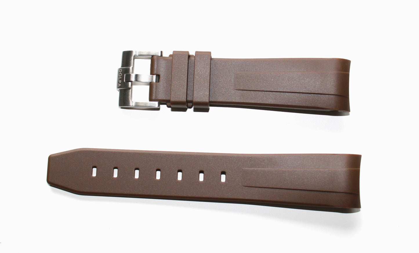 Dolpa 20mm Curved Ended Brown Rubber Strap
