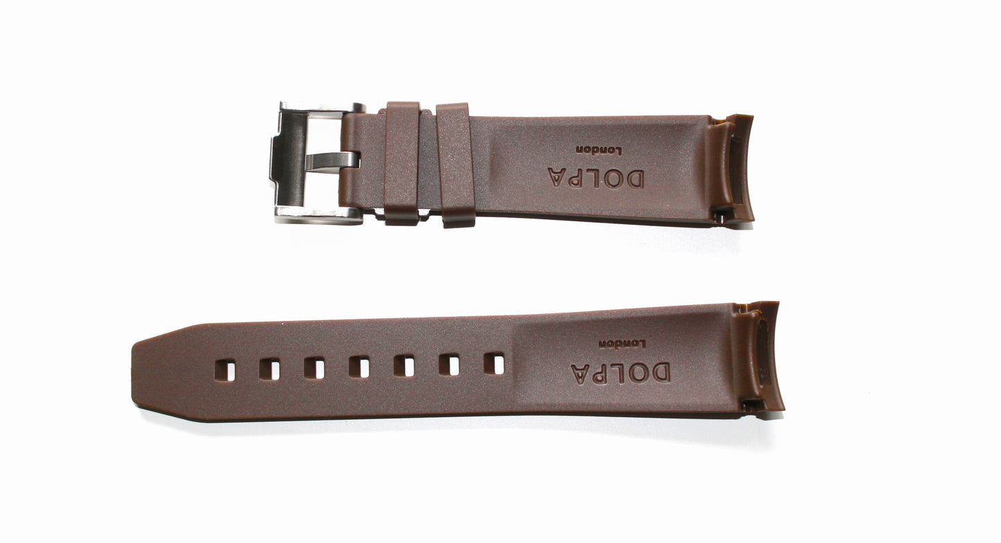 Dolpa 20mm Curved Ended Brown Rubber Strap