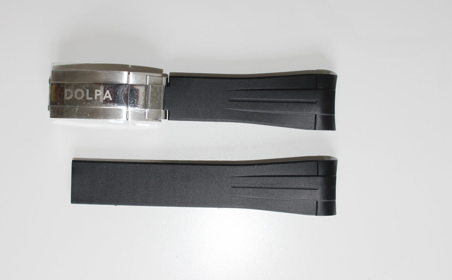 Dolpa 21mm Curved Ended Black Rubber Strap with Deployant Clasp