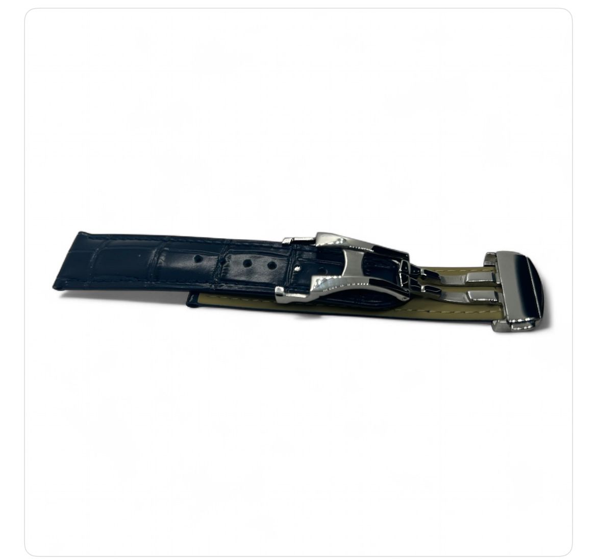 Dolpa Premium Navy Blue Leather Strap for Cartier 20mm Band Deployant Clasp