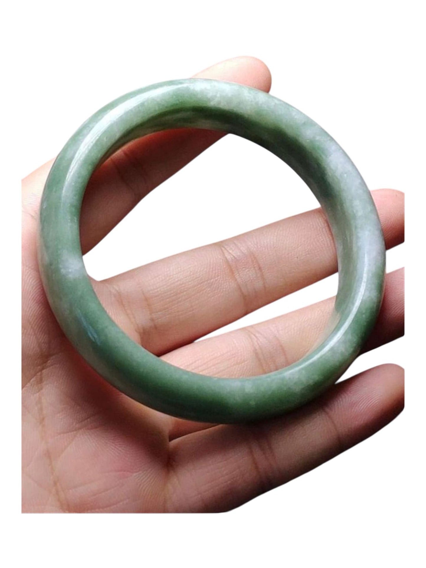 Natural Hetian Cyan Jade Happiness Success Bracelet Bangle 60 MM