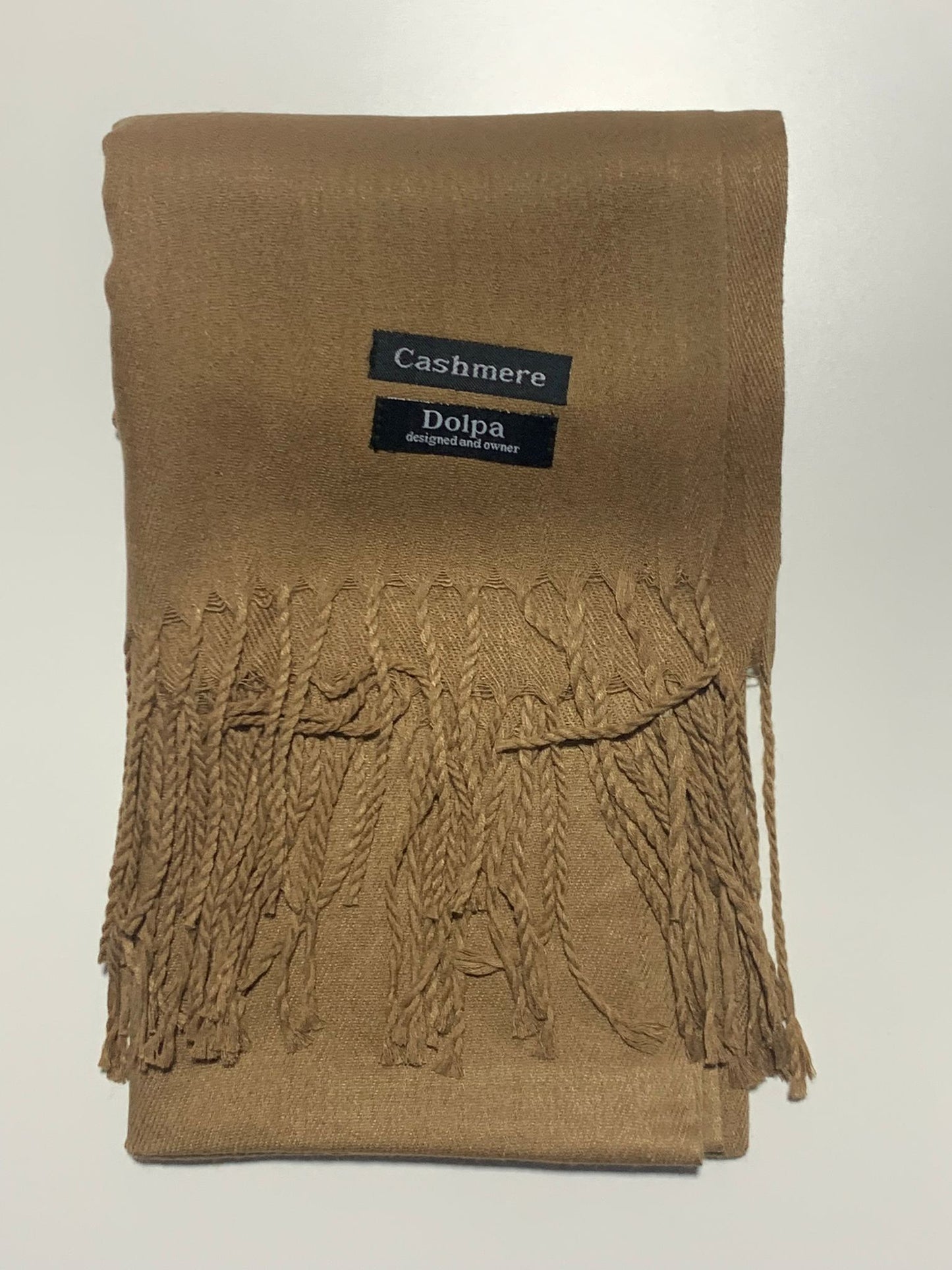 Luxury Cashmere Dark Camel Scarf 230 Grams