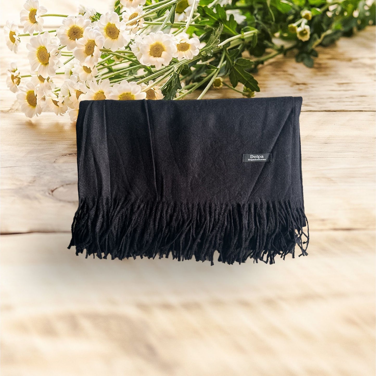 Luxury Cashmere Pashmina Black Scarf