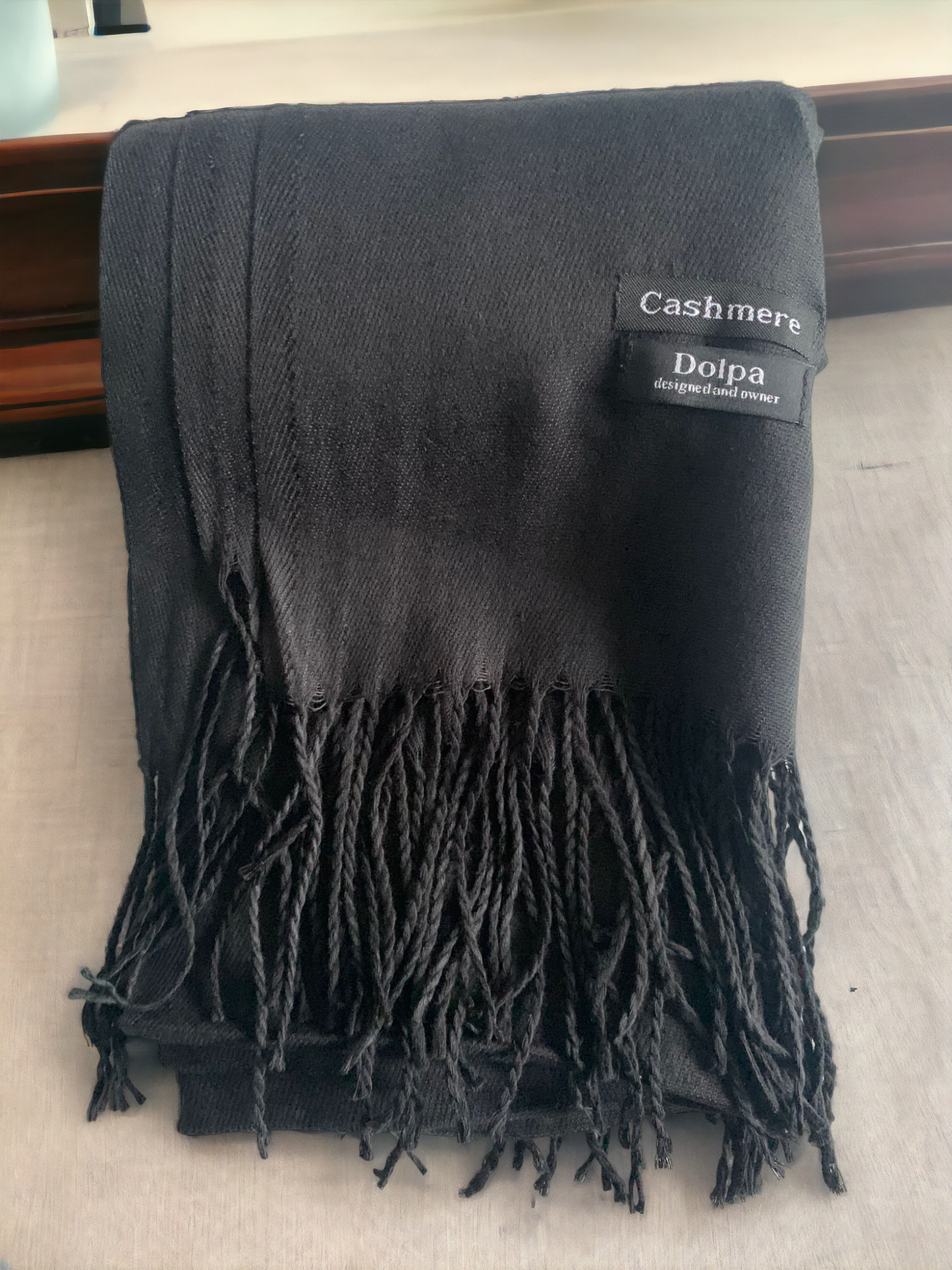 Luxury Cashmere Black Scarf 230 Grams
