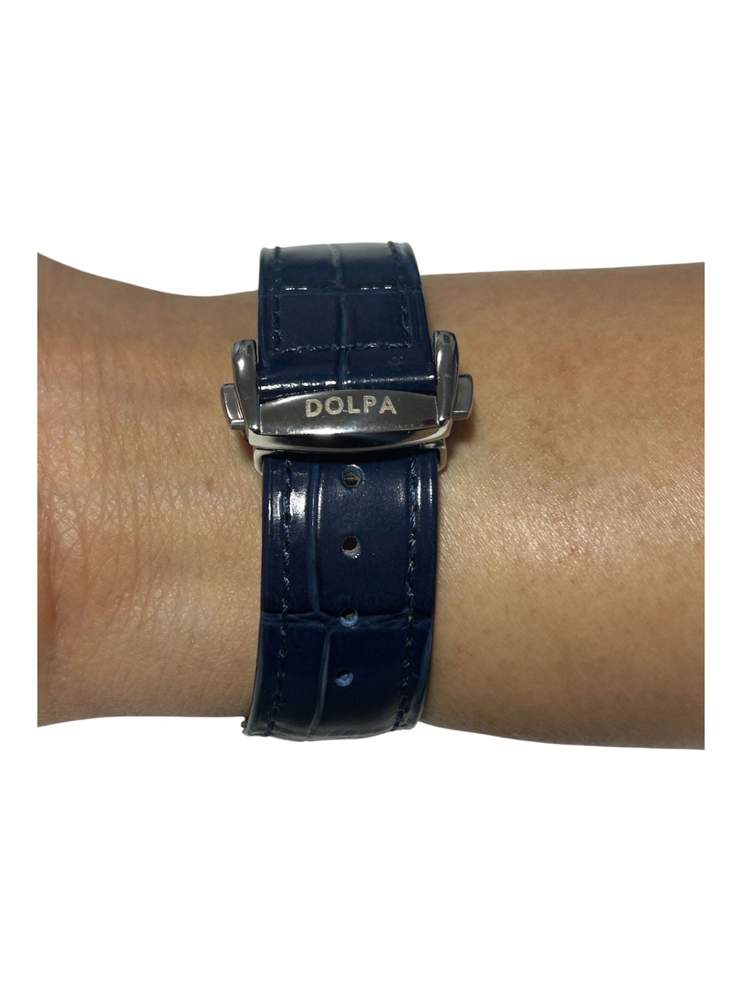 Dolpa Premium Navy Blue Leather Strap for Cartier 20mm Band Deployant Clasp
