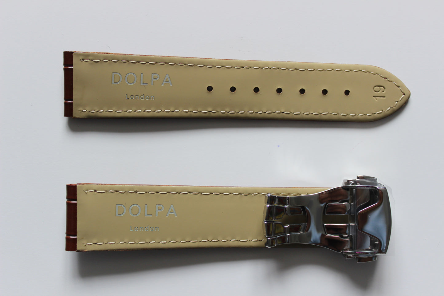 Dolpa Premium Navy Blue Leather Strap for Cartier 19mm Band Deployant Clasp