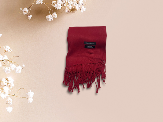 Luxury Cashmere Burgundy Scarf 230 Grams