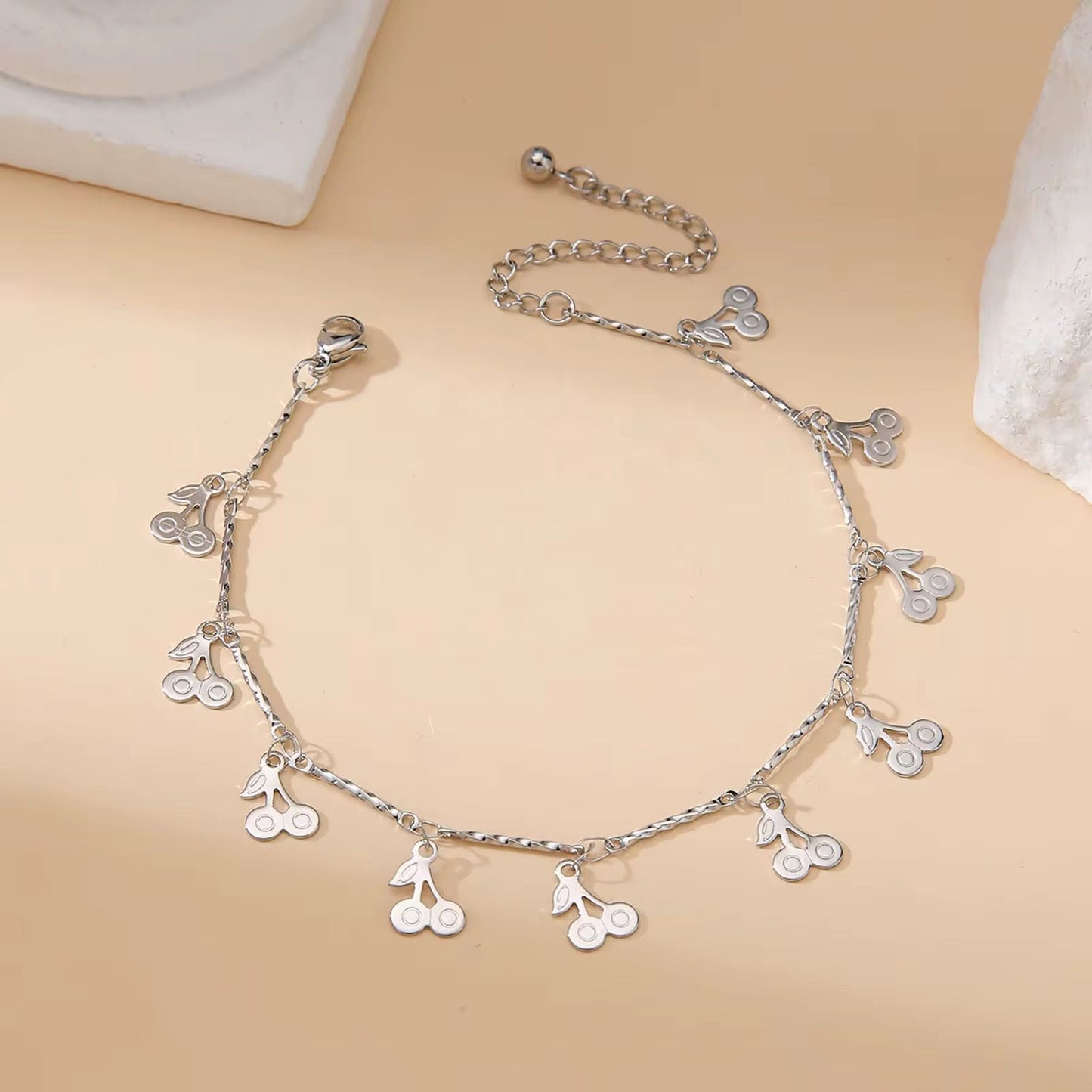 Cherry Charm Anklet/ 18K Gold Plated