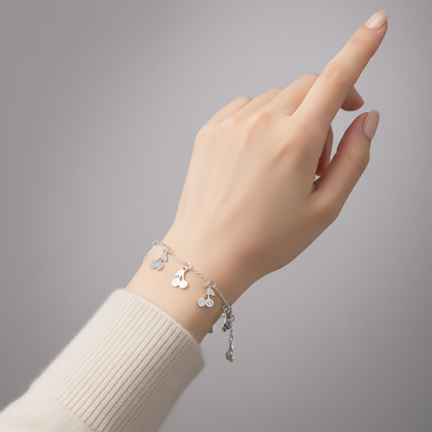 18K W/Gold Plated Cherry Charm Bracelet