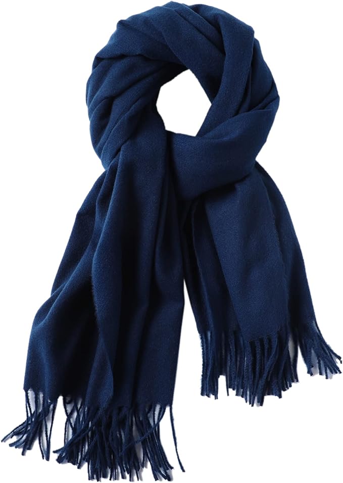 Luxury Cashmere Pashmina Navy Blue Scarf