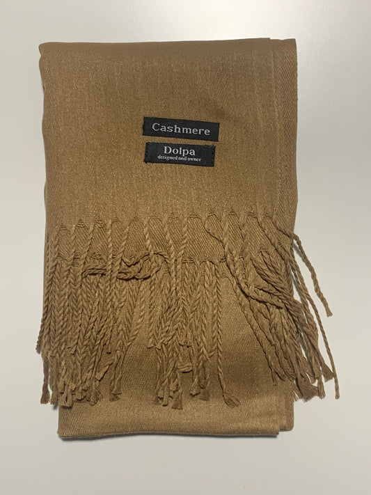 Luxury Cashmere Dark Camel Scarf 230 Grams