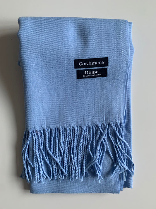 Luxury Cashmere Light Sky Blue Scarf 230 Grams