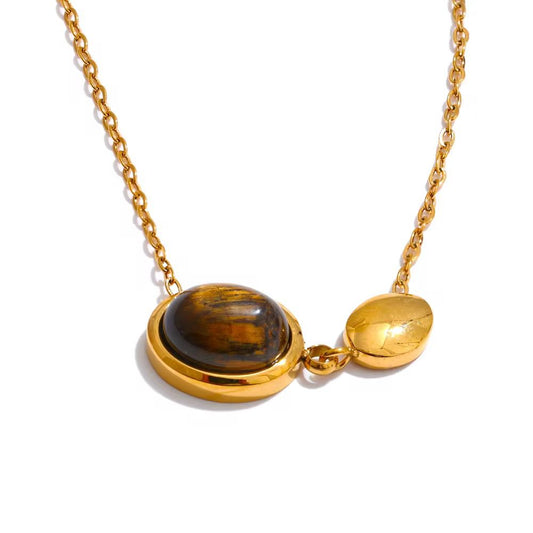 Tiger Eye pendant necklace/ 18K Gold Plated