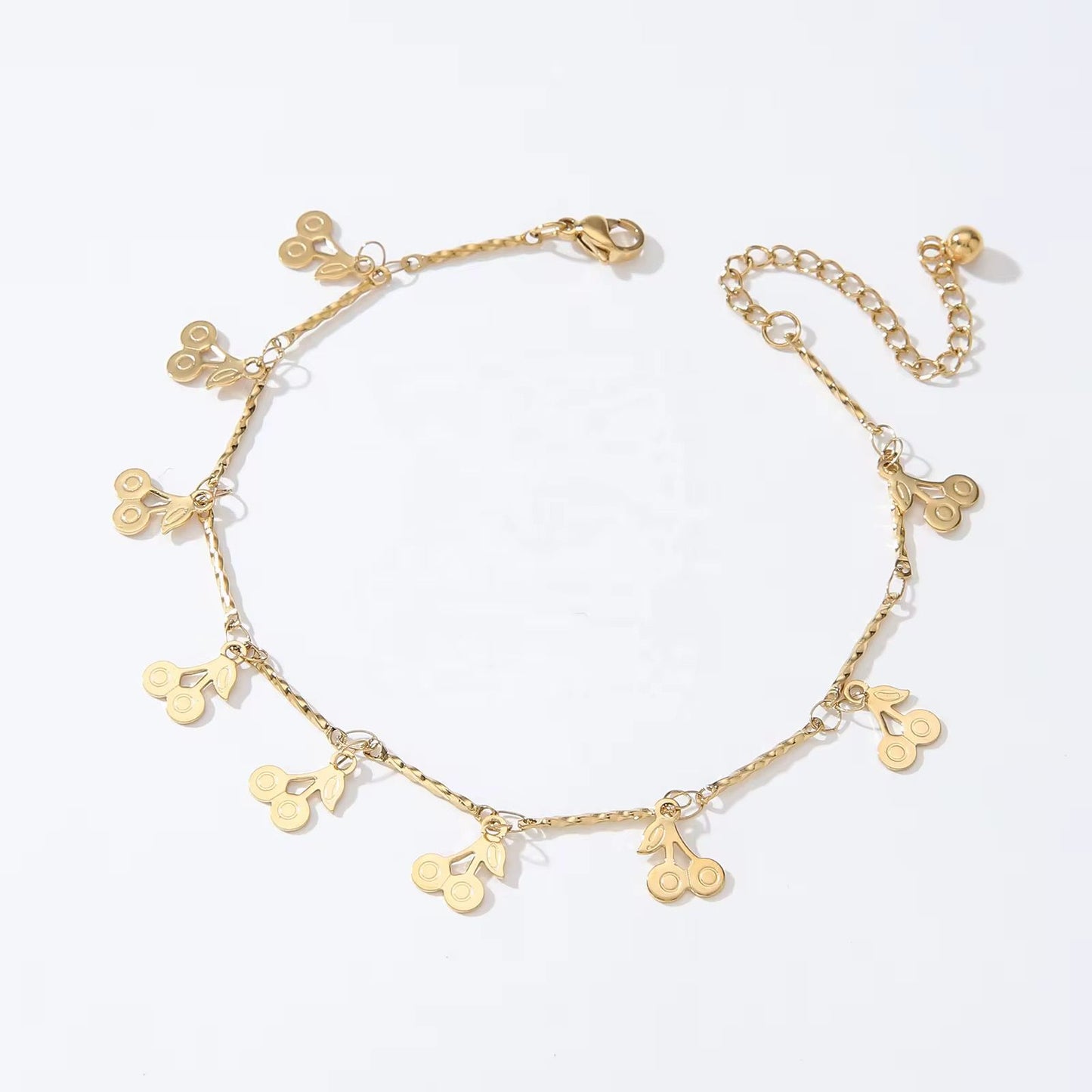 Cherry Charm Anklet/ 18K Gold Plated