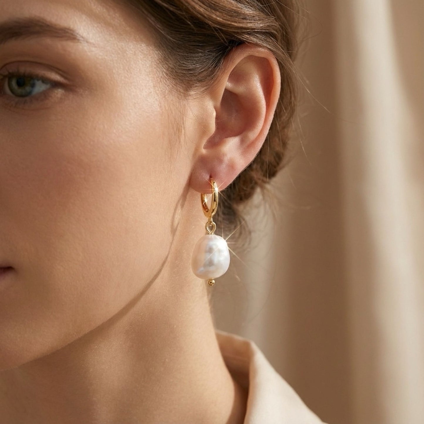 Pearl Drop Earring/ 18K Gold Plated