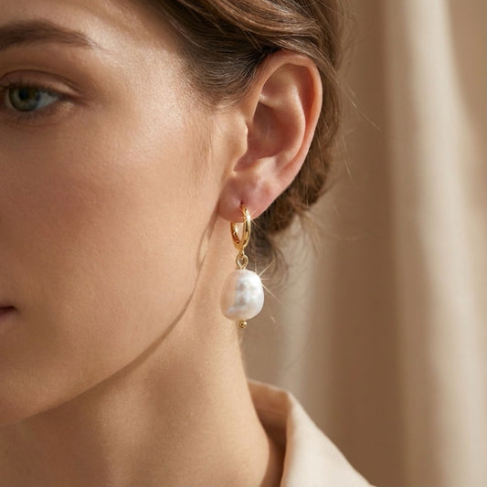 Pearl Drop Earring/ 18K Gold Plated