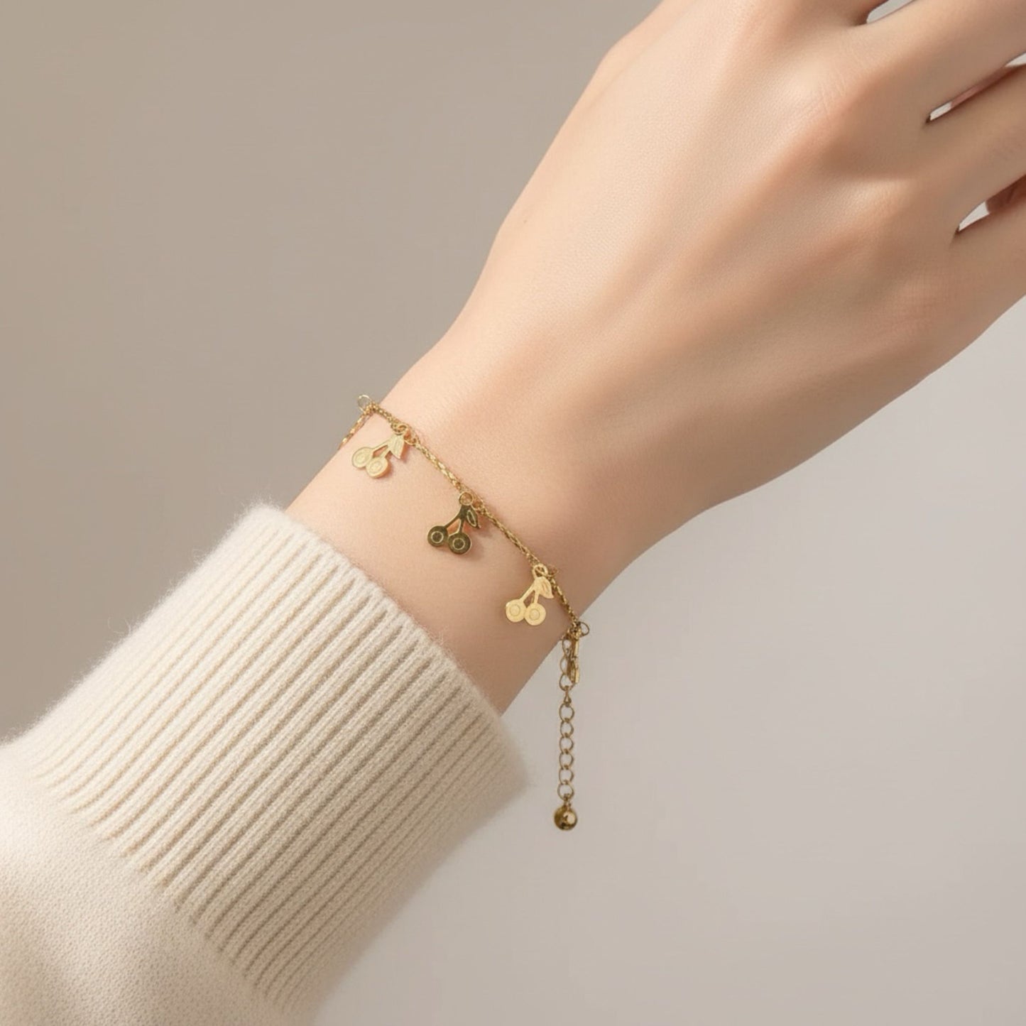 18K Y/Gold Plated Cherry Charm Bracelet