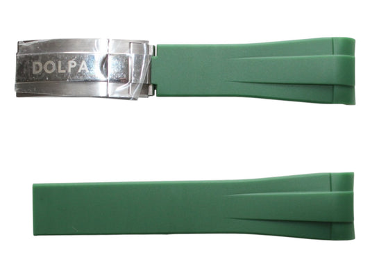 Dolpa 21mm Curved Ended Green Rubber Strap with Deployant Clasp