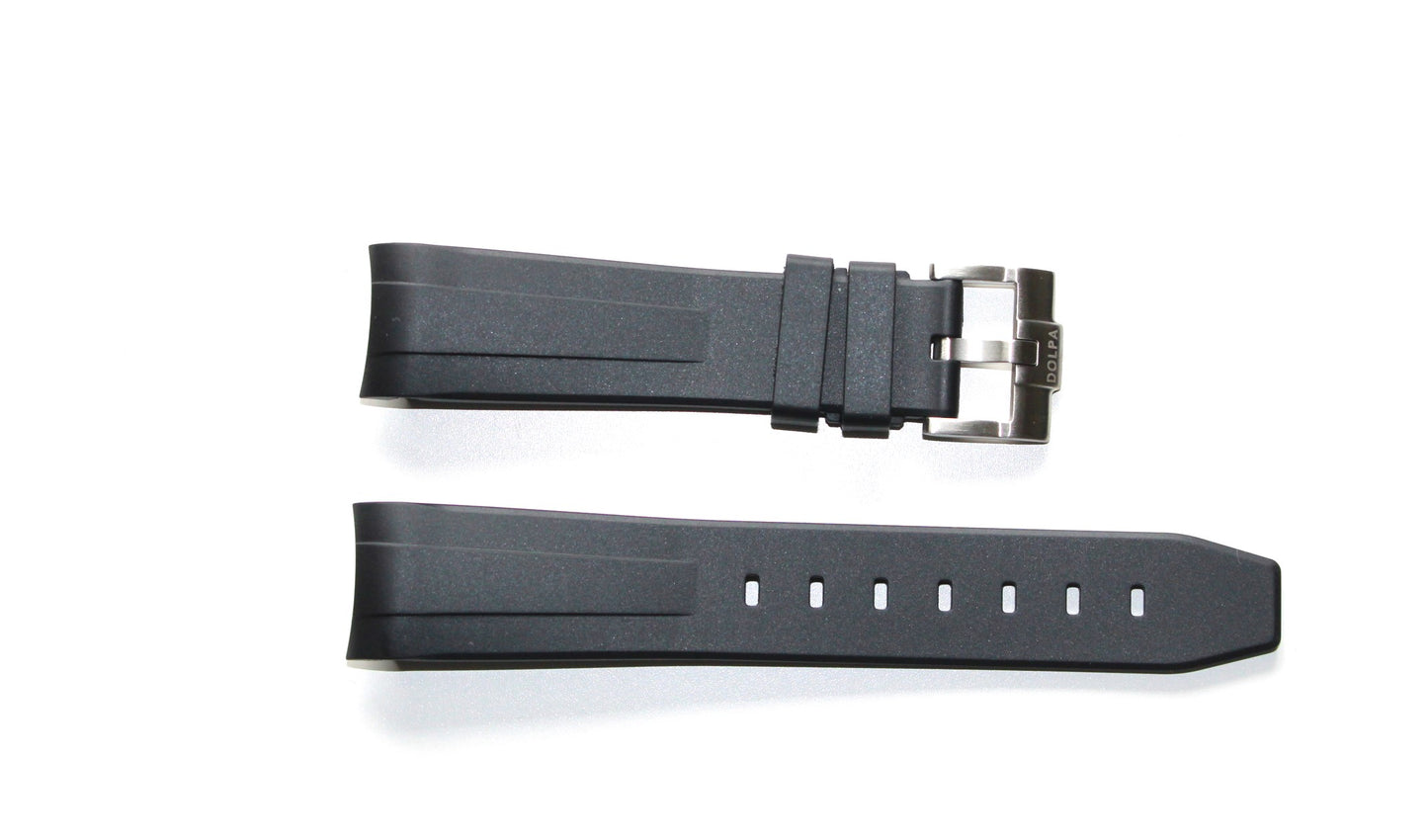 Dolpa 20mm Curved Ended Black Rubber Strap