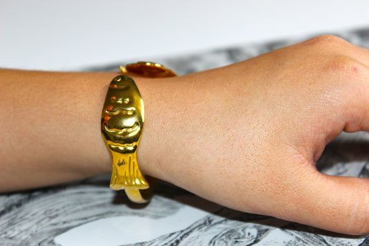 Fish Cuff Bracelet Gold Plated