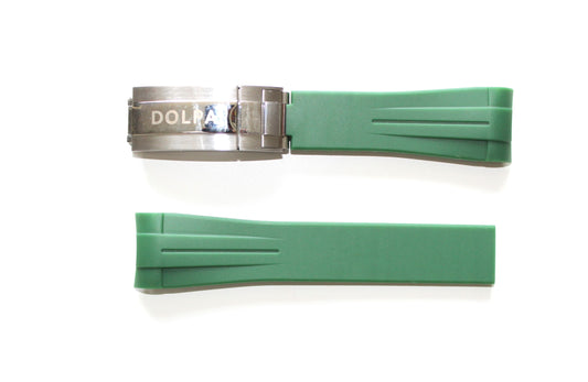 Dolpa 21mm Curved Ended Green Rubber Strap with Deployant Clasp