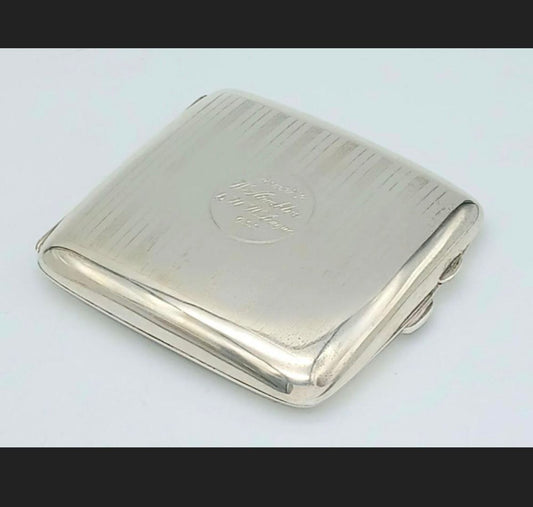 Edwardian Silver Cigarette Case Birmingham Hallmark 1919 Incredible Condition. 106 grams