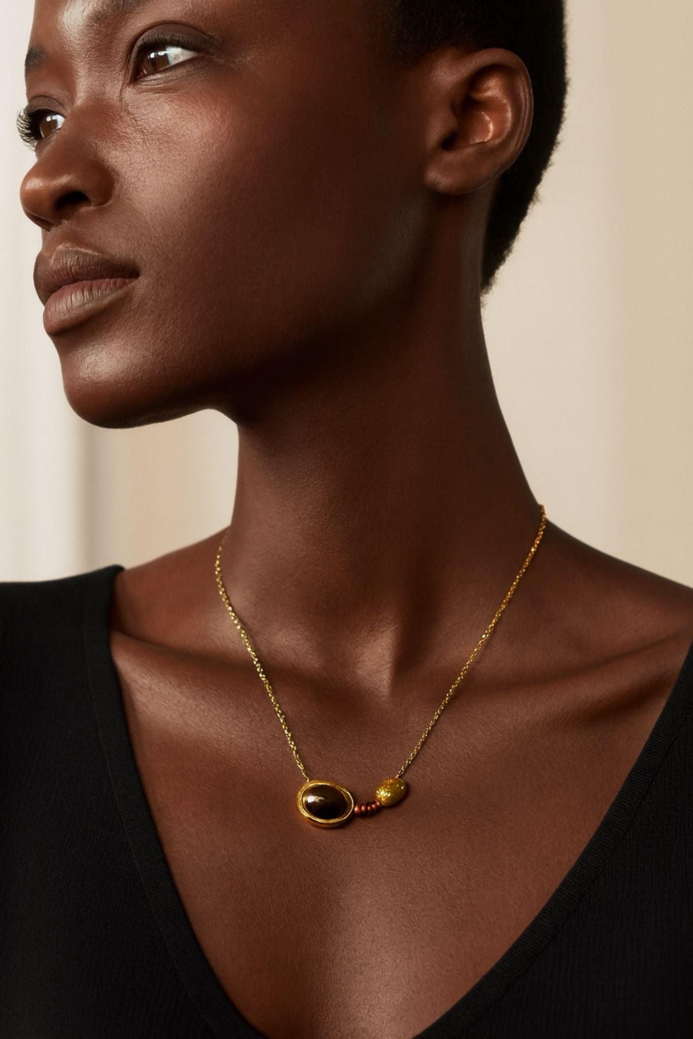 Tiger Eye pendant necklace/ 18K Gold Plated