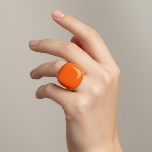 Coral 18K Plated Adjustable Ring